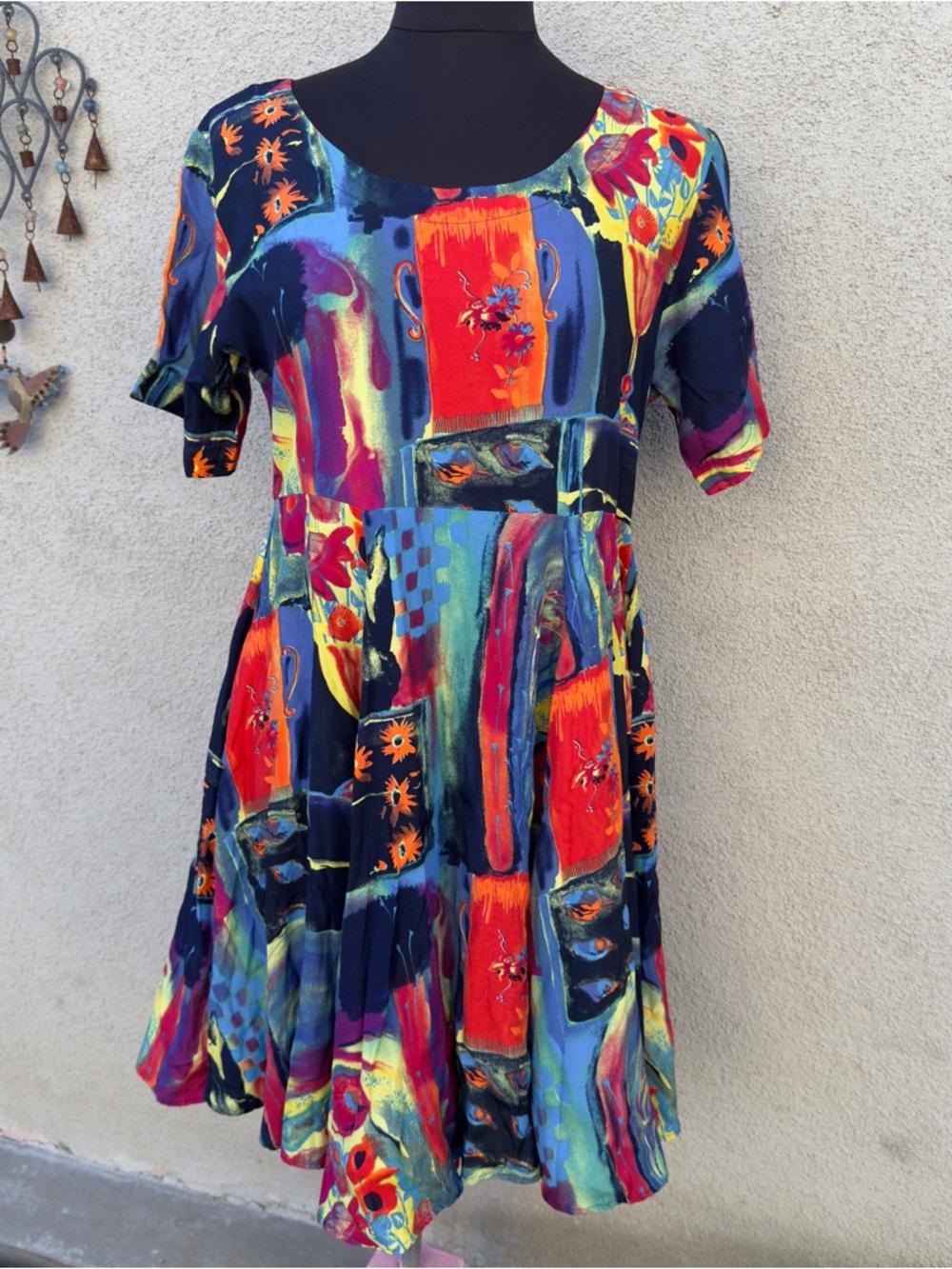 Vibrant Abstract Print Women's Pull-over Dress - made in Hawaii
